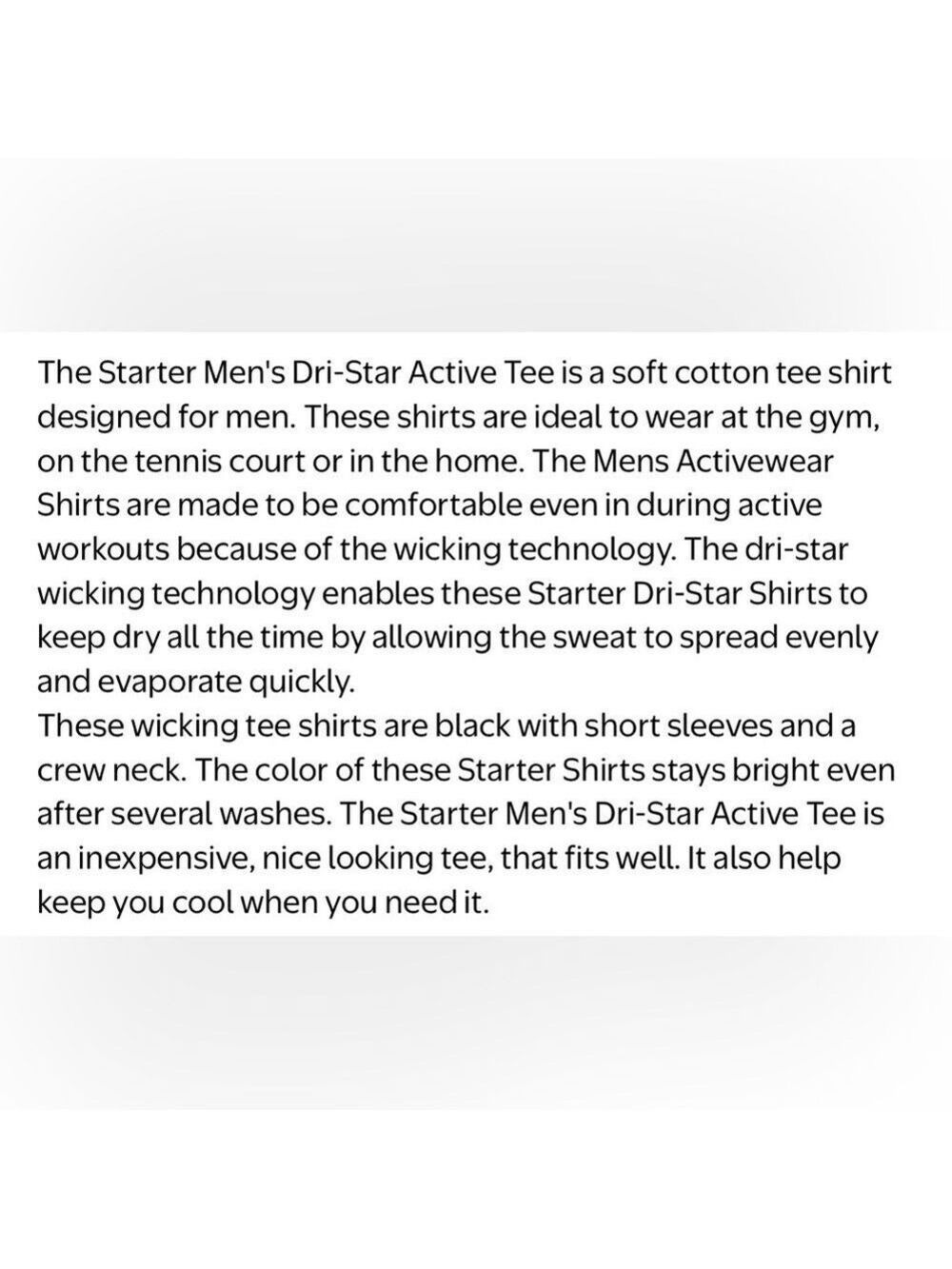 Starter Dri-Star Big Men Plus Short Sleeve Fitted Black Short Sleeve 2X T NWT - Picture 10 of 11